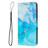 Google Pixel 10 / 10 Pro / 9 / 9 Pro - EIDERWOOD Marmor Kunstlæder Flip Cover m. Strop - Blå / Grøn