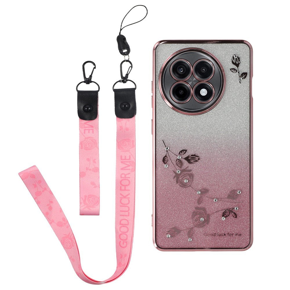 OnePlus 13R Fleksibelt Plastik Mobil Cover m. 2 x Lanyard - Lyserød