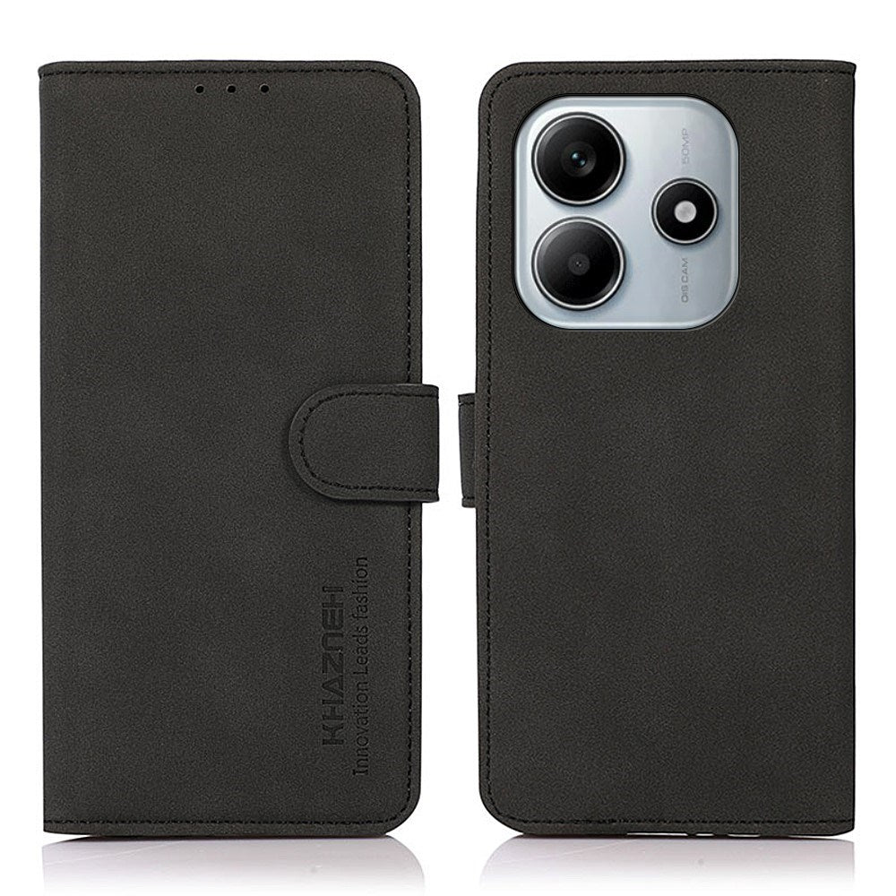 Xiaomi Redmi Note 14 (5G) - KHAZNEH Kunstlæder Flip Cover m. Kortholder & Ståfunktion - Sort