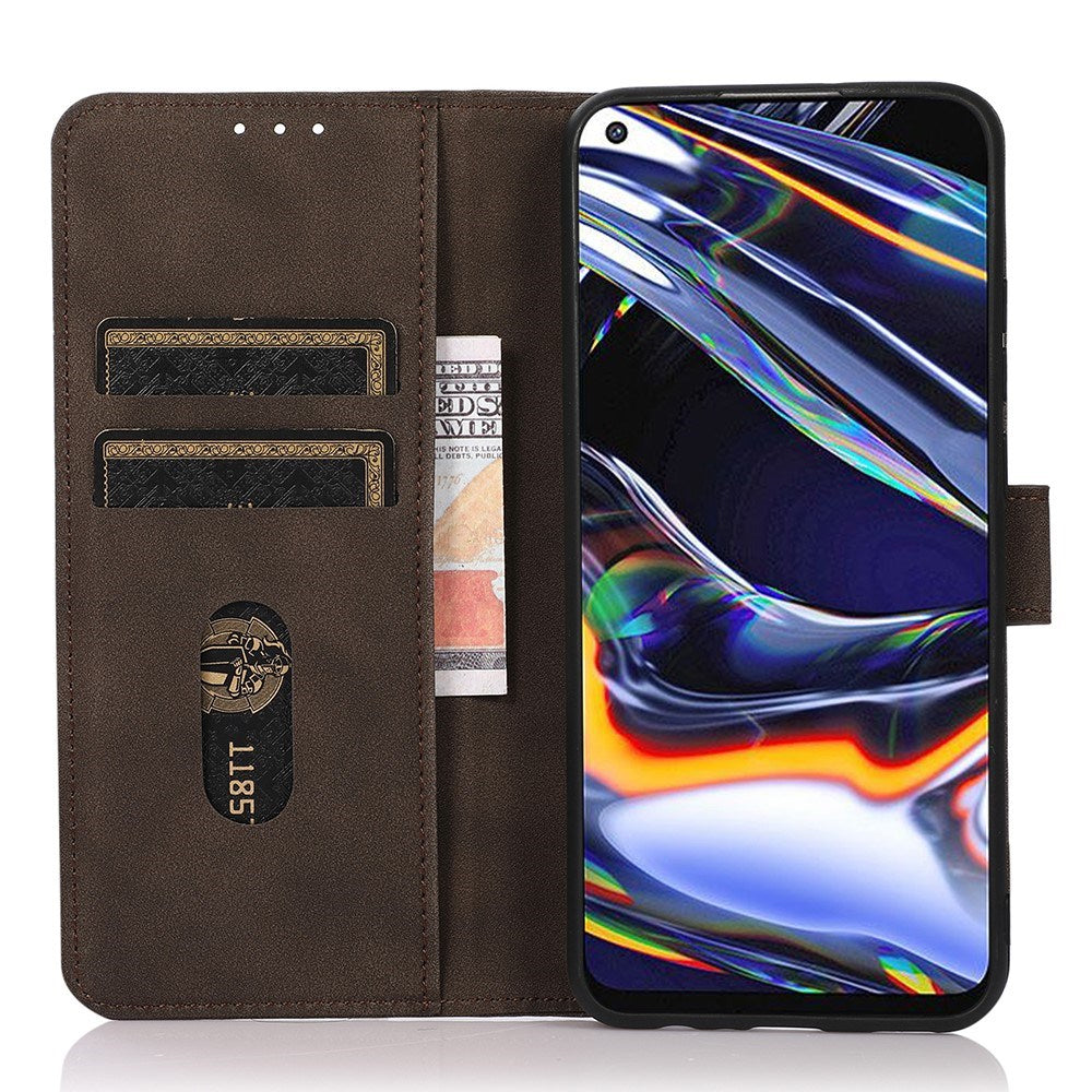 Xiaomi Redmi Note 14 (5G) - KHAZNEH Kunstlæder Flip Cover m. Kortholder & Ståfunktion - Brun