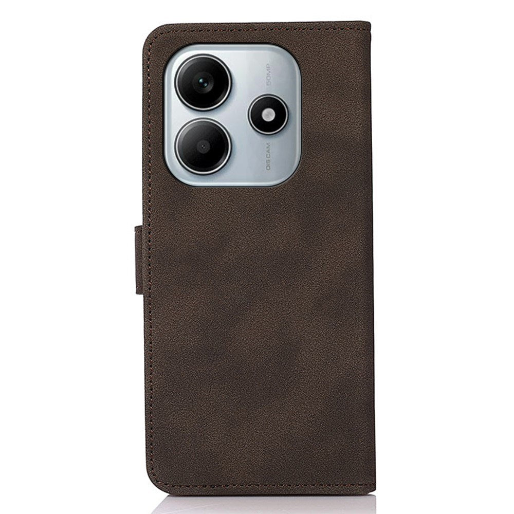 Xiaomi Redmi Note 14 (5G) - KHAZNEH Kunstlæder Flip Cover m. Kortholder & Ståfunktion - Brun
