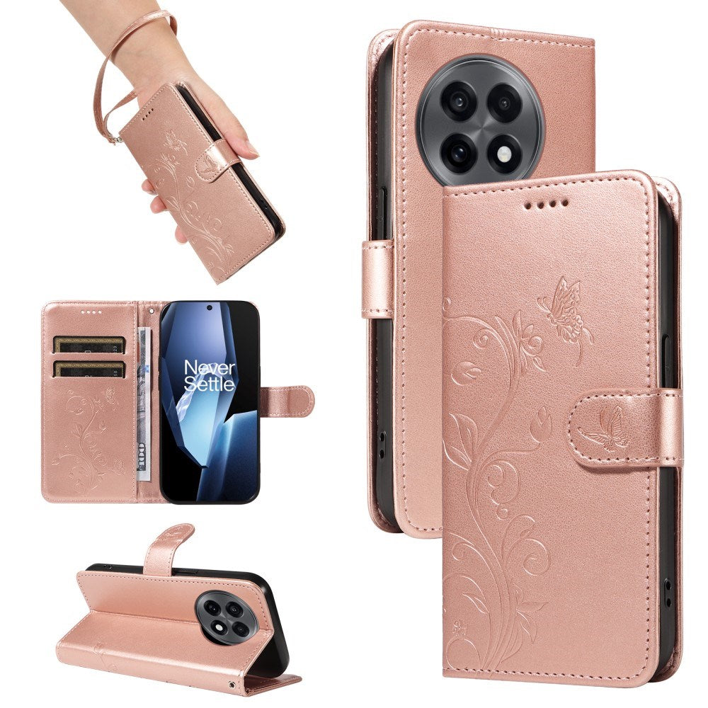 EIDERWOOD OnePlus 13R Flipcover m. Motiv - Kortholder & Ståfunktion - Rose Gold