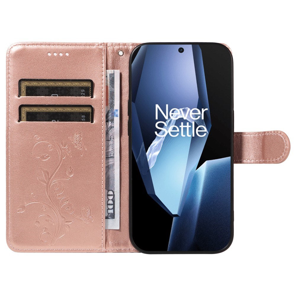 EIDERWOOD OnePlus 13R Flipcover m. Motiv - Kortholder & Ståfunktion - Rose Gold