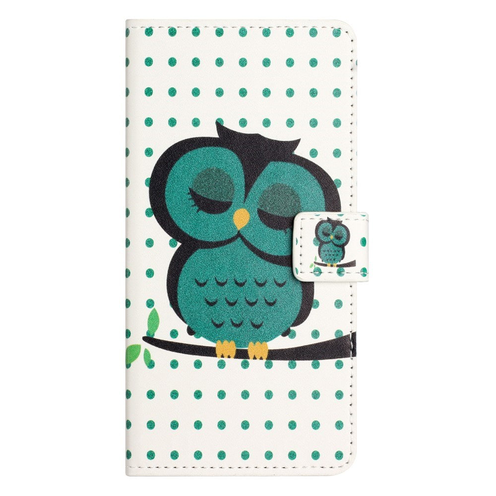 EIDERWOOD Samsung Galaxy S25 Edge Kunstlæder Mobil Cover m. Pung & Ståfunktion - Sovende Ugle