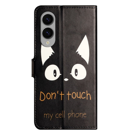 EIDERWOOD Samsung Galaxy S25 Edge Kunstlæder Mobil Cover m. Pung & Ståfunktion - "Don't Touch My Cell Phone"
