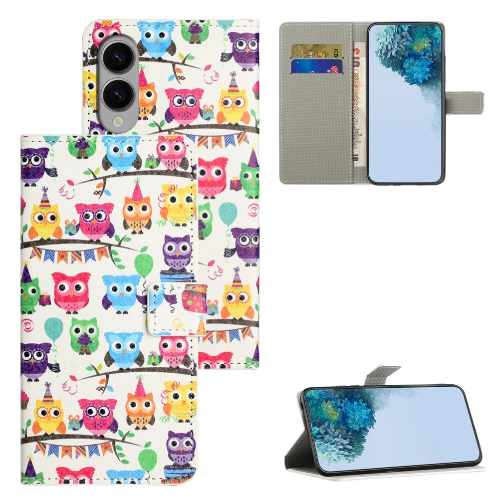 EIDERWOOD Samsung Galaxy S25 Edge Kunstlæder Mobil Cover m. Pung & Ståfunktion - Ugler