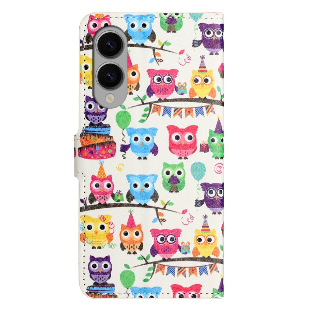 EIDERWOOD Samsung Galaxy S25 Edge Kunstlæder Mobil Cover m. Pung & Ståfunktion - Ugler