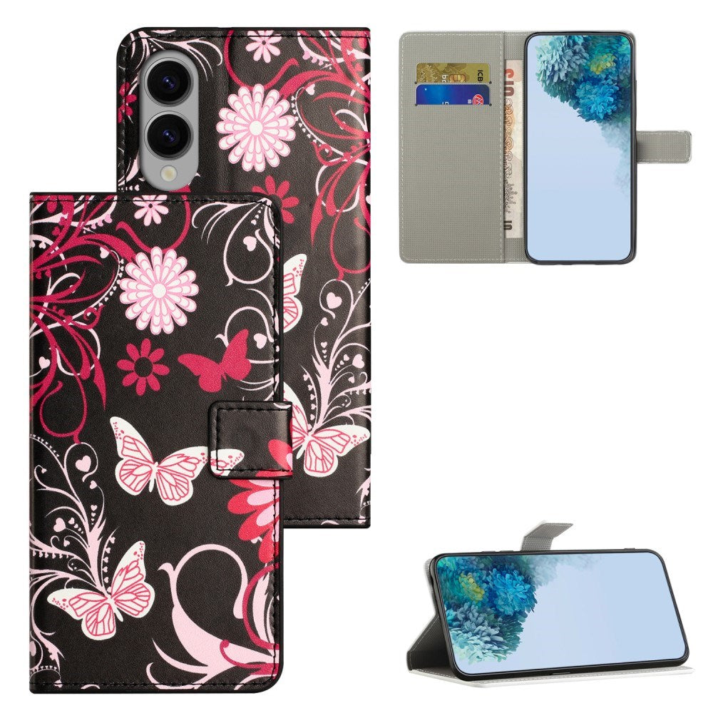 EIDERWOOD Samsung Galaxy S25 Edge Kunstlæder Mobil Cover m. Pung & Ståfunktion - Sommerfugle