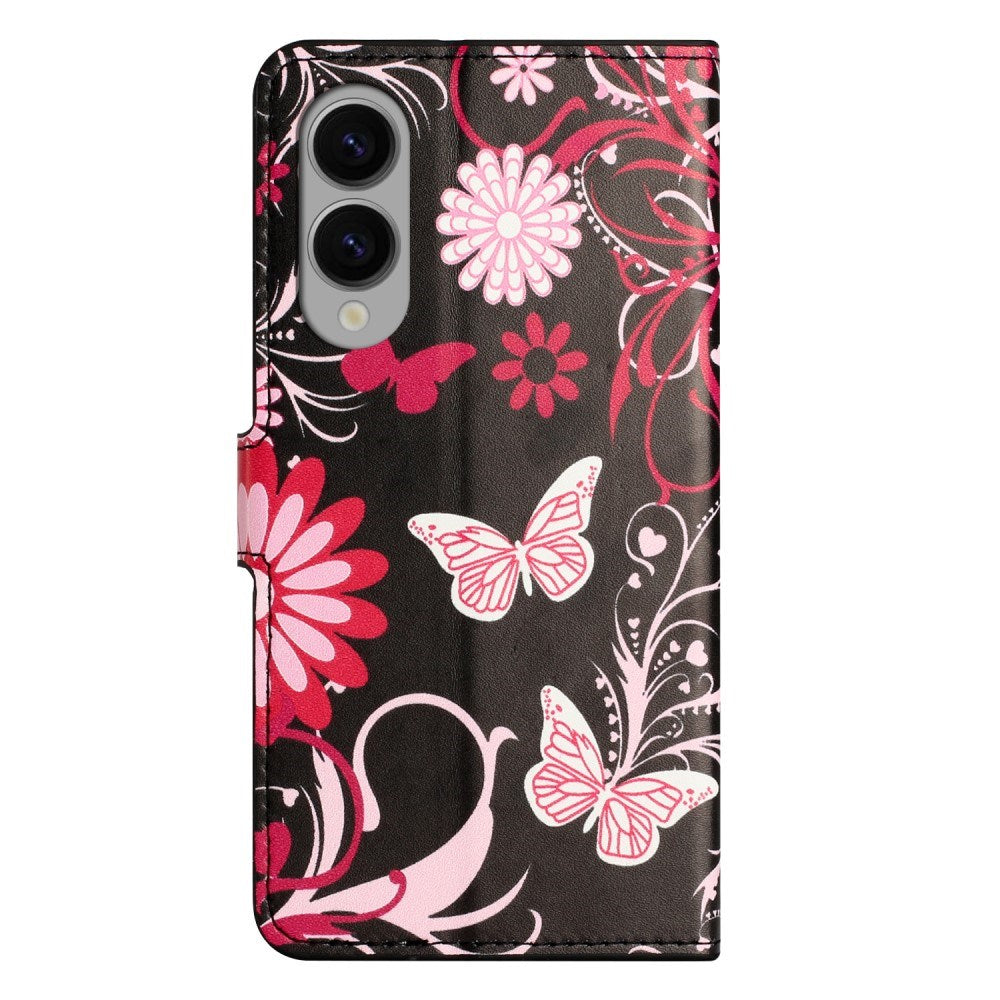 EIDERWOOD Samsung Galaxy S25 Edge Kunstlæder Mobil Cover m. Pung & Ståfunktion - Sommerfugle