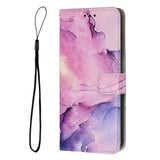 EIDERWOOD iPhone 17e / 16e Kunstlæder Cover m. Kortholder & Marmor Design - Lilla