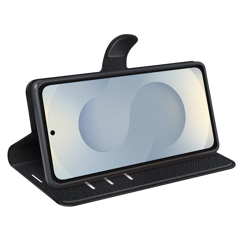 EIDERWOOD Samsung Galaxy S25 Edge Litchi Kunstlæder Flip Cover inkl. Pung - Sort