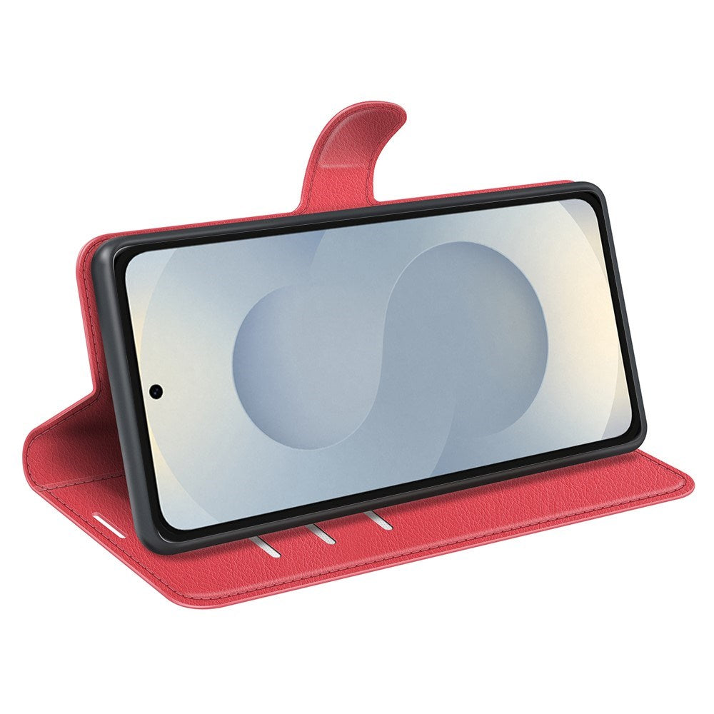 EIDERWOOD Samsung Galaxy S25 Edge Litchi Kunstlæder Flip Cover inkl. Pung - Rød