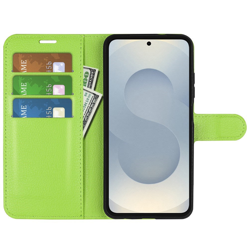 EIDERWOOD Samsung Galaxy S25 Edge Litchi Kunstlæder Flip Cover inkl. Pung - Grøn