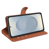 EIDERWOOD Samsung Galaxy S25 Edge Litchi Kunstlæder Flip Cover inkl. Pung - Brun