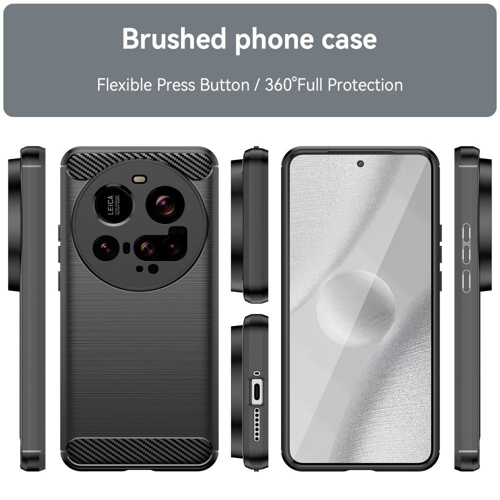 EIDERWOOD - Xiaomi 15 Ultra - Brushed Carbon Fiber Fleksibelt Plastik Cover - Sort