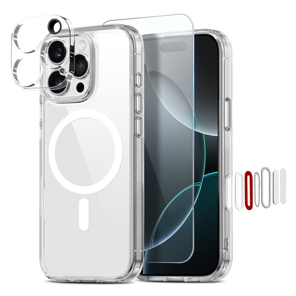 iPhone 16 Pro NORTHJO 360° Beskyttelsessæt - Kameralinseglas - Skærmbeskyttelsesglas - Hybrid Mobil Cover - MagSafe Kompatibel - Gennemsigtig