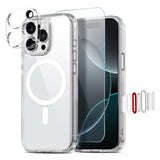 iPhone 16 Pro NORTHJO 360° Beskyttelsessæt - Kameralinseglas - Skærmbeskyttelsesglas - Hybrid Mobil Cover - MagSafe Kompatibel - Gennemsigtig