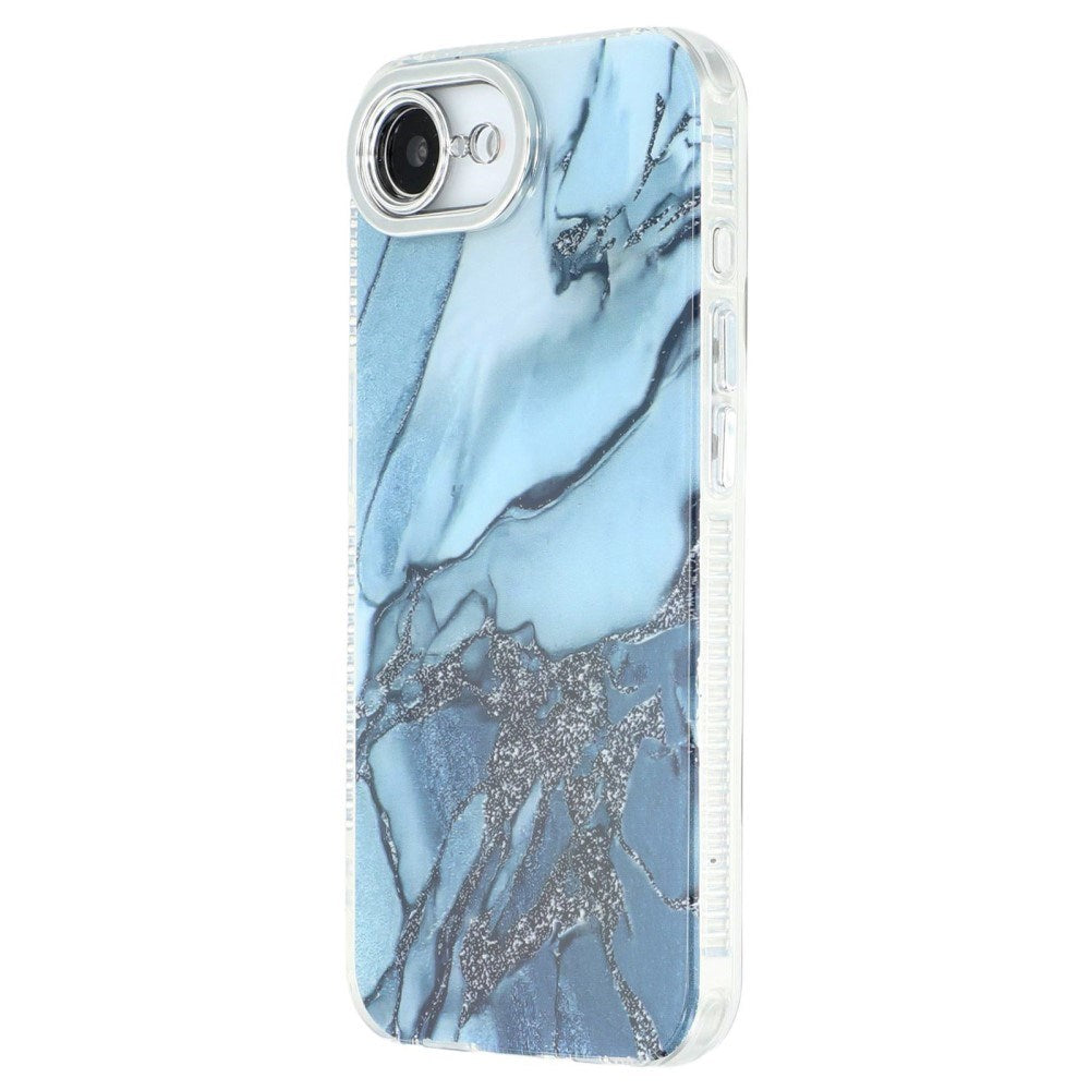EIDERWOOD iPhone 16e Hybrid Mobil Cover m. Marmordesign - Blå