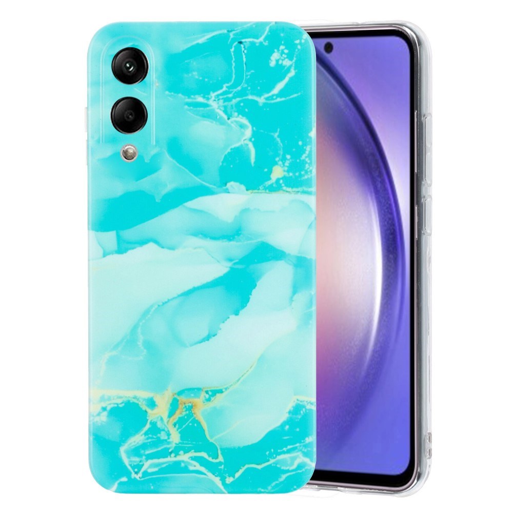 Samsung Galaxy S25 Edge - EIDERWOOD Fleksibelt Plastik Cover m. Marmormønster - Turkis