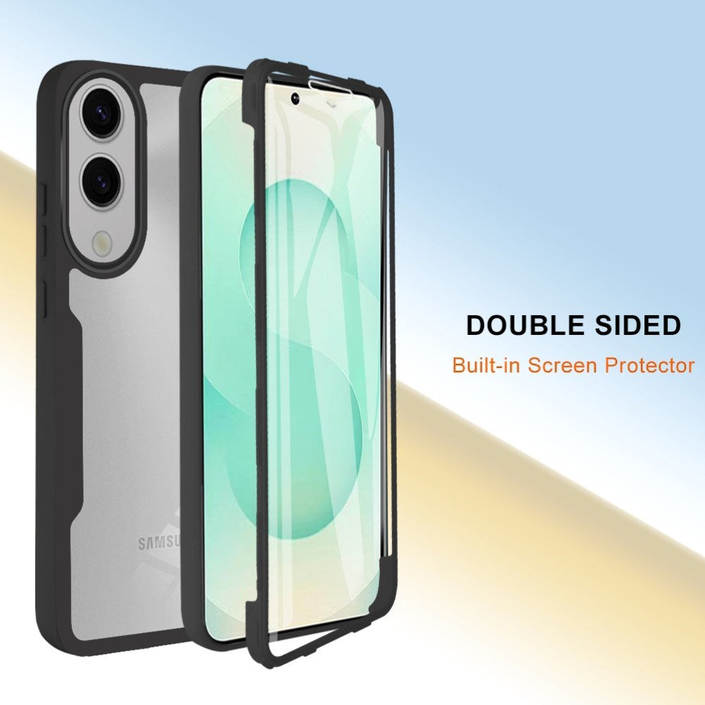 EIDERWOOD Samsung Galaxy S25 Edge Etui med Hel Beskyttelse og Beskyttelsesfilm - Gennemsigtig / Lilla Kant