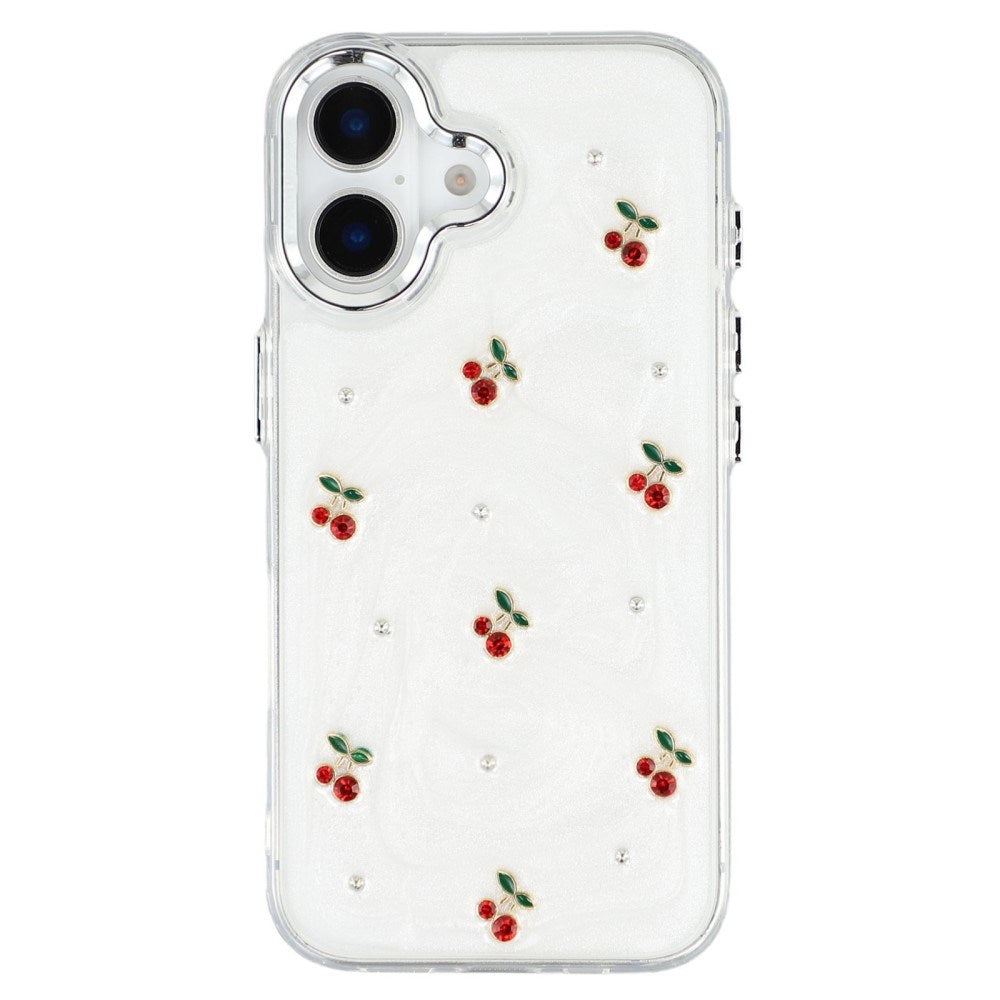 EIDERWOOD iPhone 16 Hybrid Mobil Cover m. 3D Kirsebær - Sølv