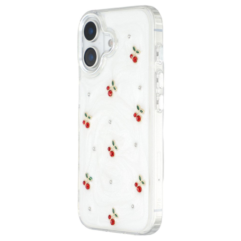 EIDERWOOD iPhone 16 Hybrid Mobil Cover m. 3D Kirsebær - Sølv