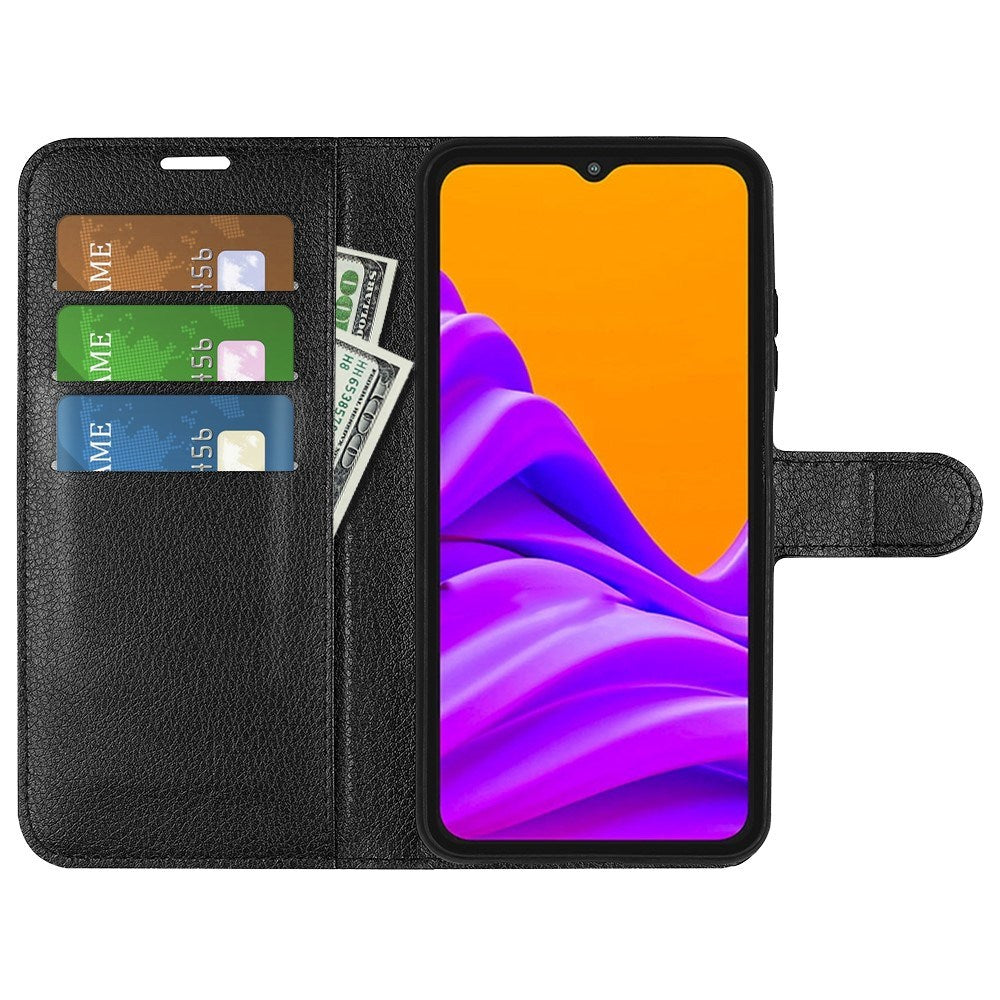 Samsung Galaxy Xcover 7 Pro - EIDERWOOD Kunstlæder Flip Cover m. Kortholder & Ståfunktion - Sort