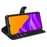Samsung Galaxy Xcover 7 Pro - EIDERWOOD Kunstlæder Flip Cover m. Kortholder & Ståfunktion - Sort
