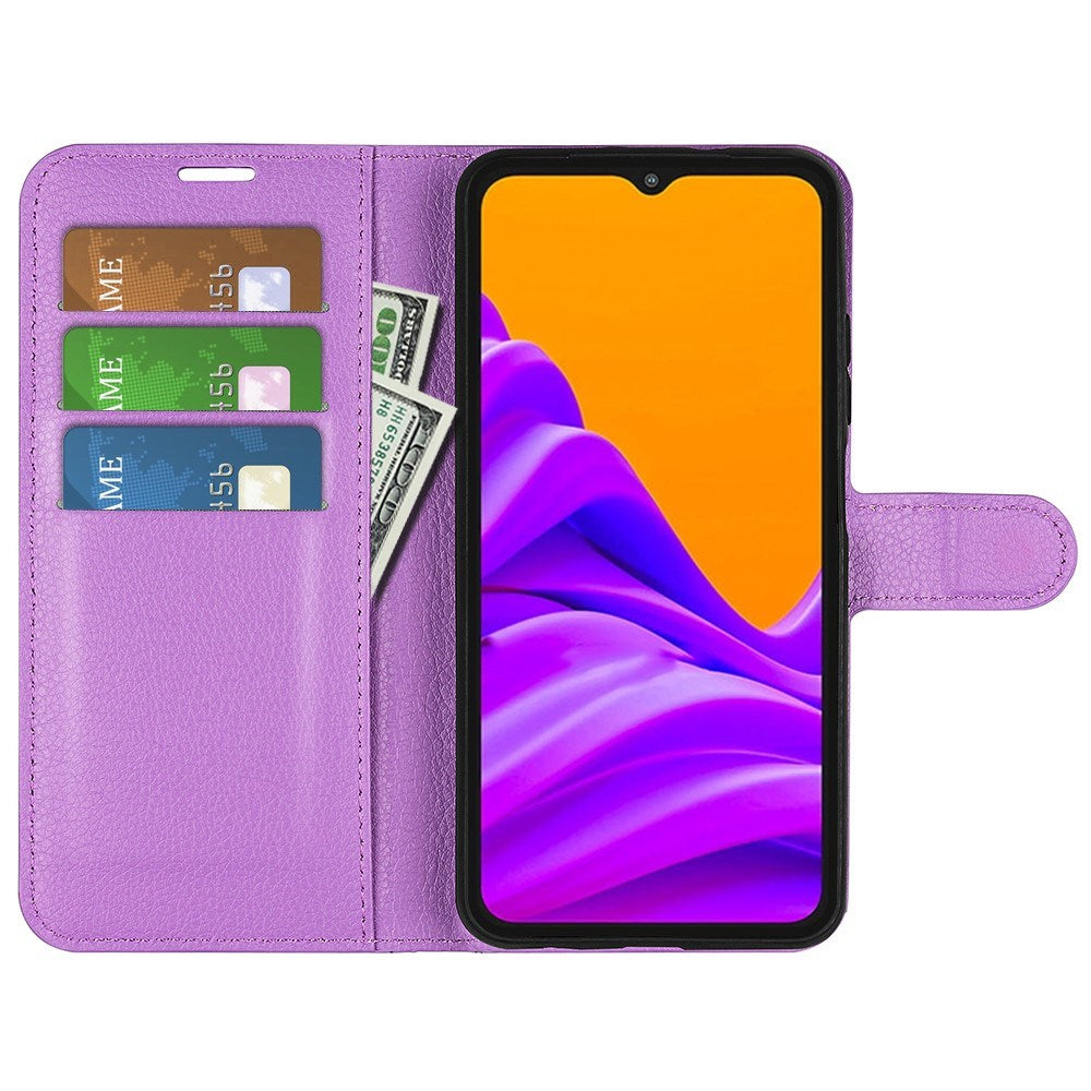 Samsung Galaxy Xcover 7 Pro - EIDERWOOD Kunstlæder Flip Cover m. Kortholder & Ståfunktion - Lilla