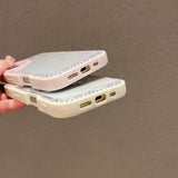 EIDERWOOD iPhone 16 Hybrid Mobil Cover m. Sløjfer og Rhinsten - Gennemsigtig / Lyserød