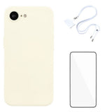 iPhone 17e / 16e Sæt m. Fleksibelt Plastik Mobil Cover - Skærmbeskyttelse - Strop - Hvid