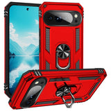 Google Pixel 10 Pro XL - EIDERWOOD Hybrid Håndværker Cover m. 360 Roterbar Kickstand - Rød