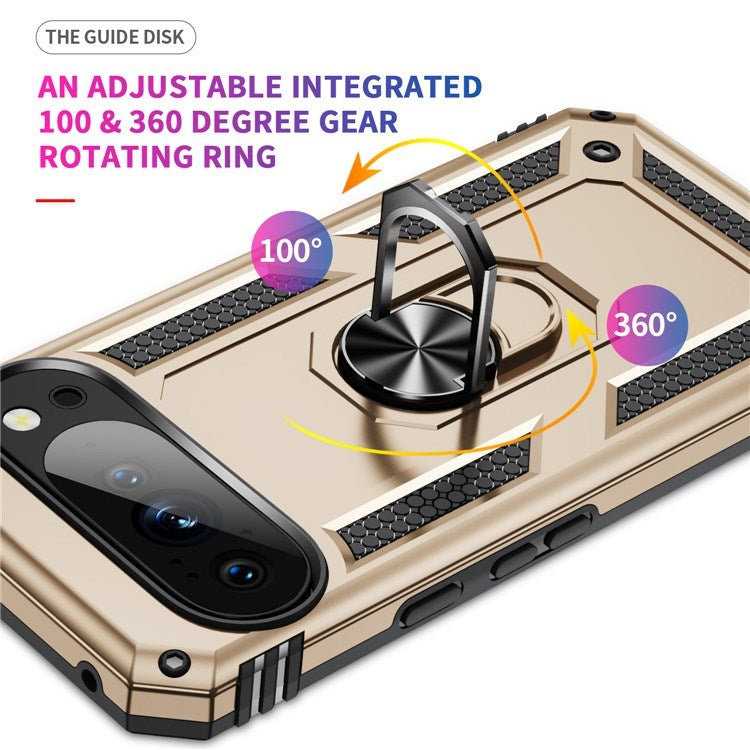 Google Pixel 10 Pro XL - EIDERWOOD Hybrid Håndværker Cover m. 360 Roterbar Kickstand - Guld