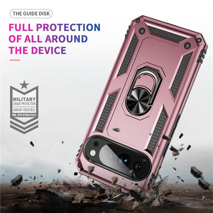 Google Pixel 10 Pro XL - EIDERWOOD Hybrid Håndværker Cover m. 360 Roterbar Kickstand - Rose Gold