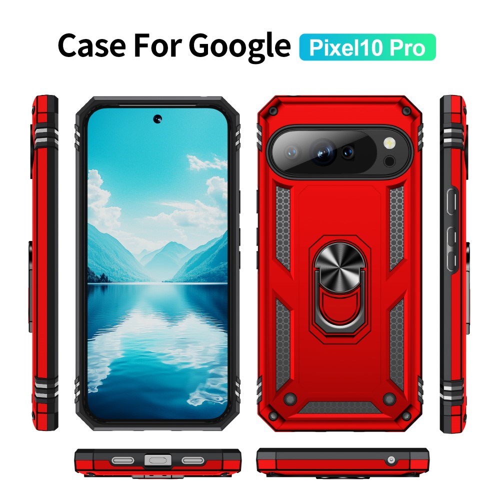 EIDERWOOD Google Pixel 10 / 10 Pro Håndværker Mobil Cover m. 360 Roterbar Kickstand - Rød