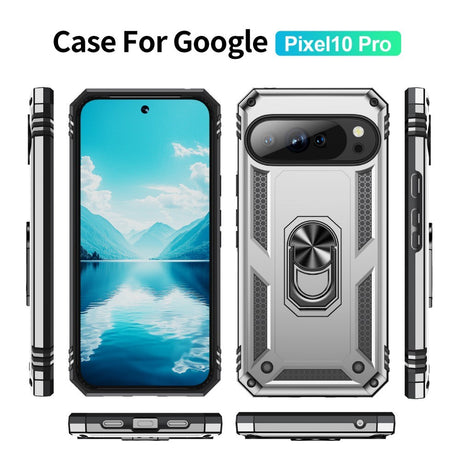 EIDERWOOD Google Pixel 10 / 10 Pro Håndværker Mobil Cover m. 360 Roterbar Kickstand - Sølv