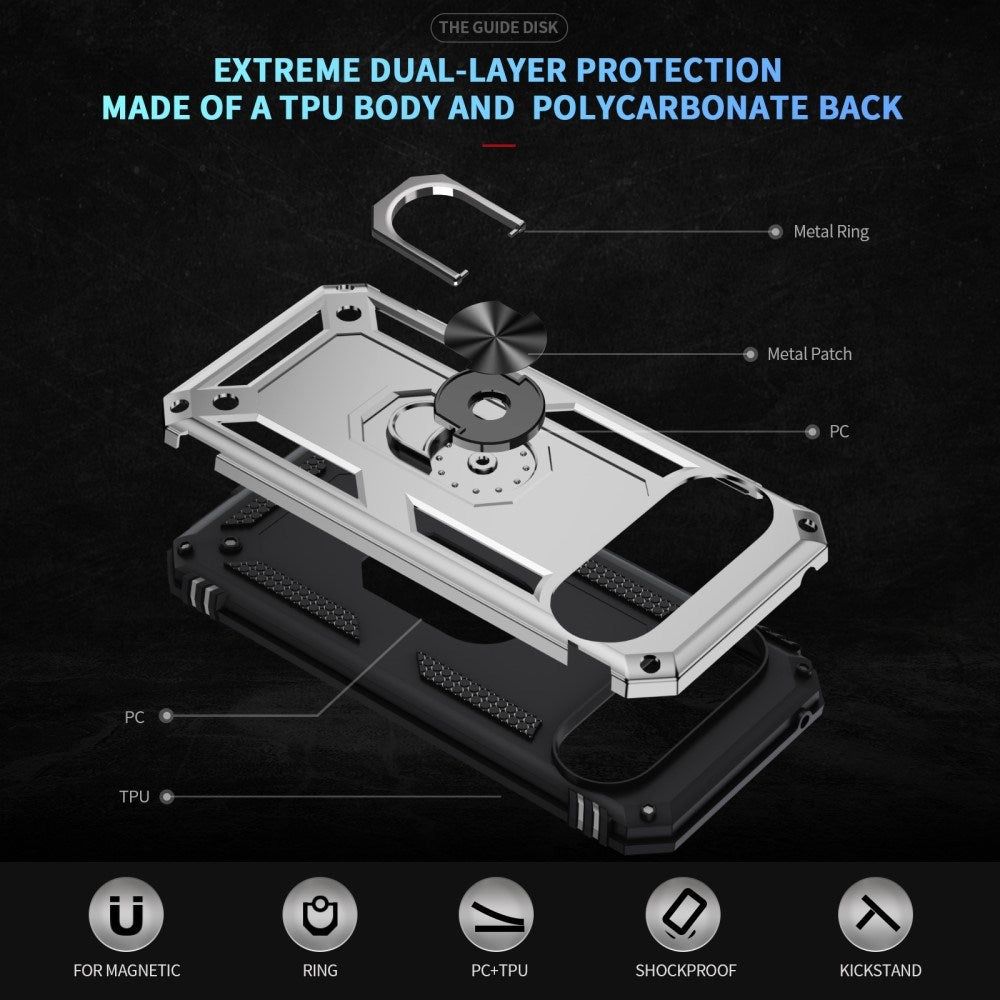 EIDERWOOD Google Pixel 10 / 10 Pro Håndværker Mobil Cover m. 360 Roterbar Kickstand - Sølv