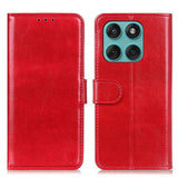 Motorola Edge 60 Fusion - EIDERWOOD Kunstlæder Flip Cover m. Kortholder & Ståfunktion - Rød