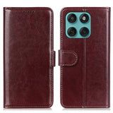 Motorola Edge 60 Fusion - EIDERWOOD Kunstlæder Flip Cover m. Kortholder & Ståfunktion - Brun