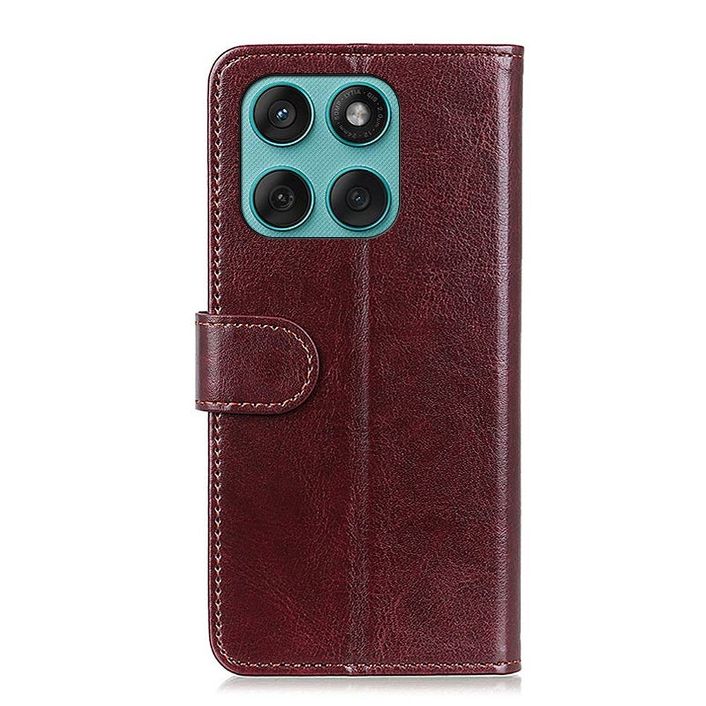 Motorola Edge 60 Fusion - EIDERWOOD Kunstlæder Flip Cover m. Kortholder & Ståfunktion - Brun