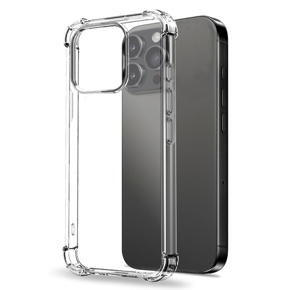 iPhone 15 Pro NORTHJO 2-i-1 Beskyttelsessæt m. Stødabsorberende Fleksibelt Plastik Cover & Hærdet Skærmbeskyttelsesglas - Gennemsigtig