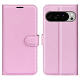 Google Pixel 10 Pro XL - EIDERWOOD Kunstlæder Flip Cover m. Kortholder & Ståfunktion - Lyserød