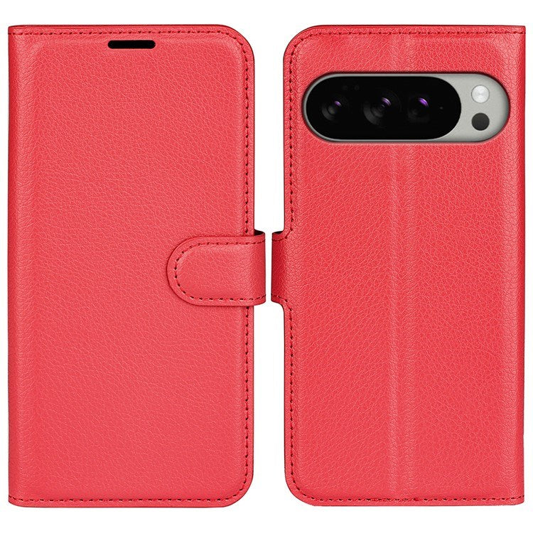 Google Pixel 10 Pro XL - EIDERWOOD Kunstlæder Flip Cover m. Kortholder & Ståfunktion - Rød