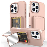 EIDERWOOD iPhone 16 Pro Max Fleksibelt Plastik Mobil Cover m. Kortholder & Indbygget Spejl - Rose Gold