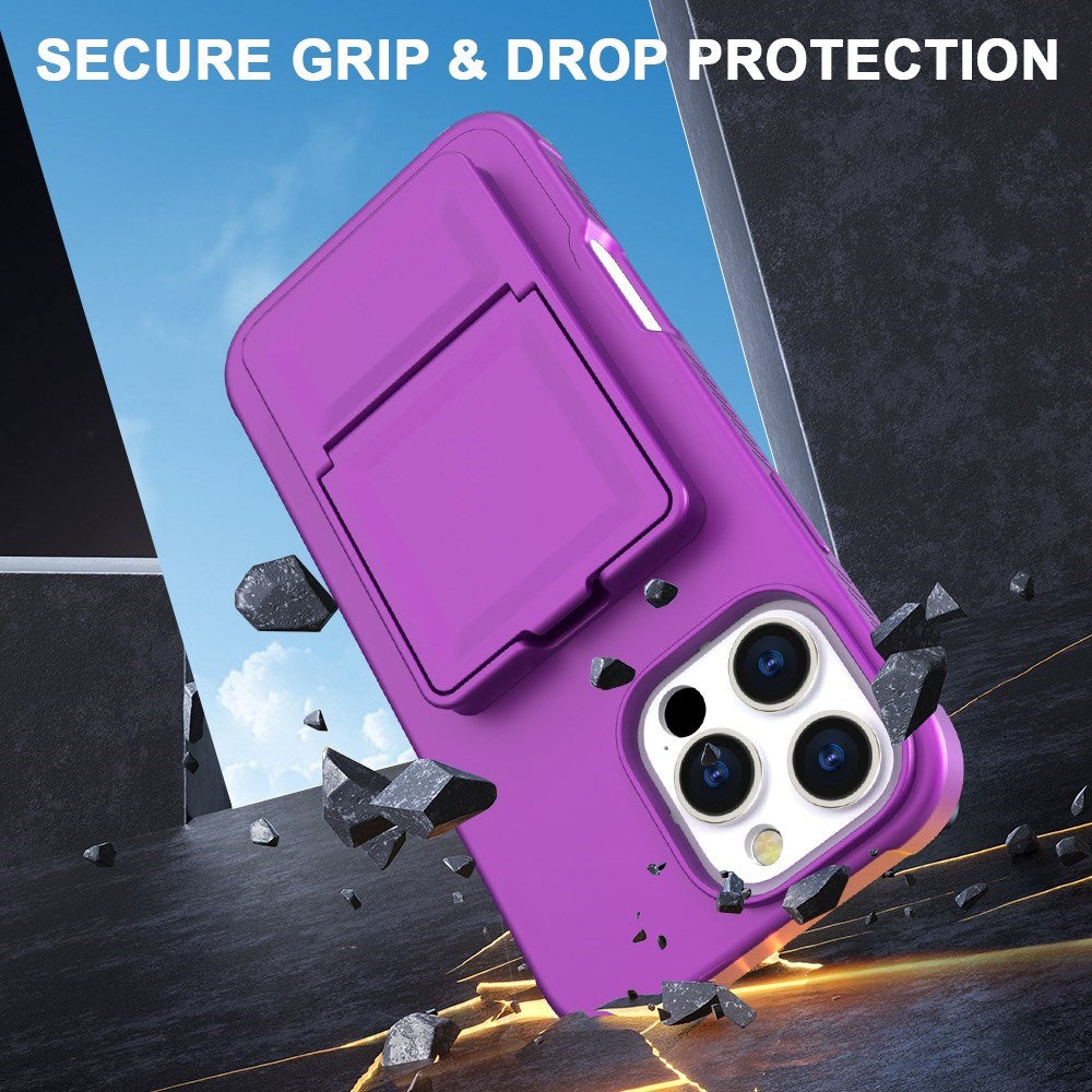 EIDERWOOD iPhone 16 Pro Max Fleksibelt Plastik Mobil Cover m. Kortholder & Indbygget Spejl - Mørkelilla