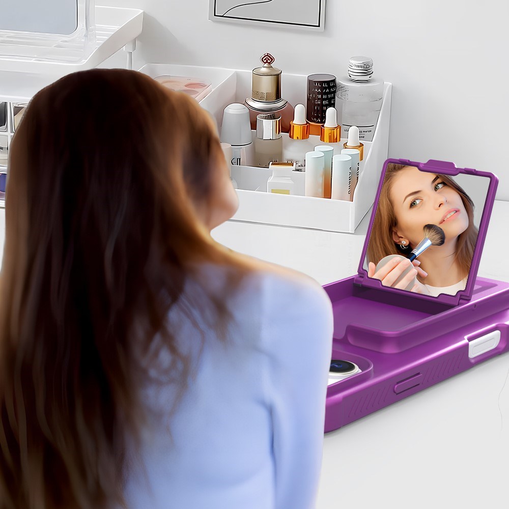 EIDERWOOD iPhone 16 Pro Max Fleksibelt Plastik Mobil Cover m. Kortholder & Indbygget Spejl - Mørkelilla