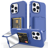 EIDERWOOD iPhone 16 Pro Max Fleksibelt Plastik Mobil Cover m. Kortholder & Indbygget Spejl - Blå