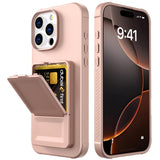 EIDERWOOD iPhone 16 Pro Fleksibelt Plastik Mobil Cover m. Kortholder & Indbygget Spejl - Rose Gold