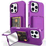 EIDERWOOD iPhone 16 Pro Fleksibelt Plastik Mobil Cover m. Kortholder & Indbygget Spejl - Mørkelilla