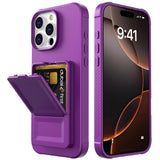 EIDERWOOD iPhone 16 Pro Fleksibelt Plastik Mobil Cover m. Kortholder & Indbygget Spejl - Mørkelilla